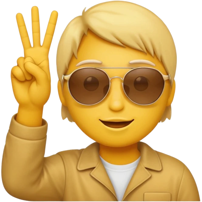 the yellow circle wearing sun glasses emoji holding up a peace sign emoji