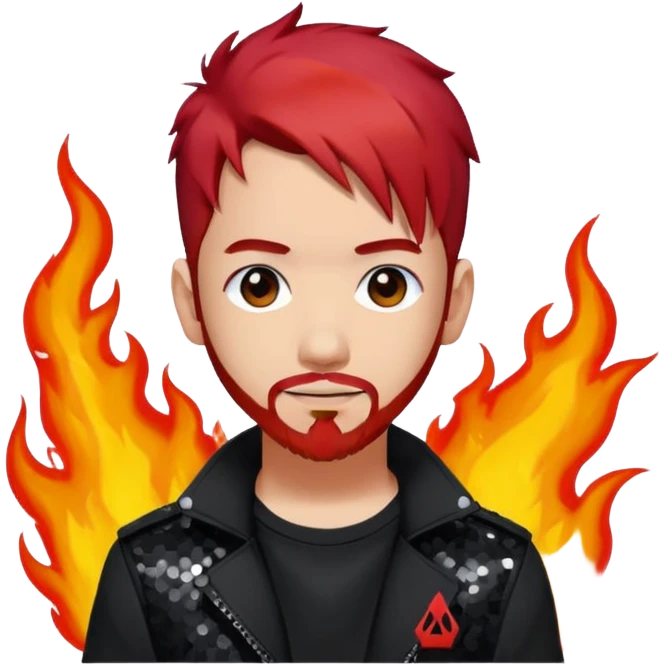 Mike Shinoda with fiery red hair, black sequin tour outfit  emoji