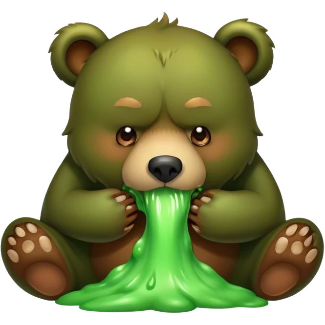 a bear vomiting green emoji