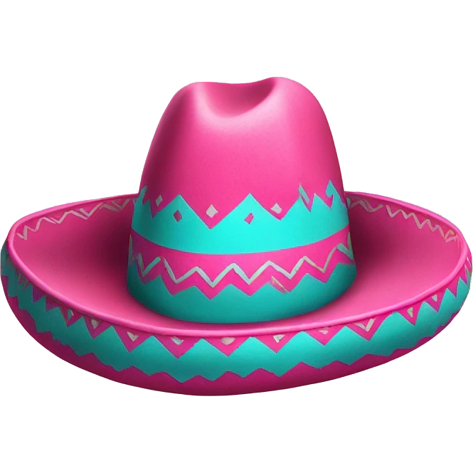 Realistic isolated pink and turquoise  sombrero  emoji