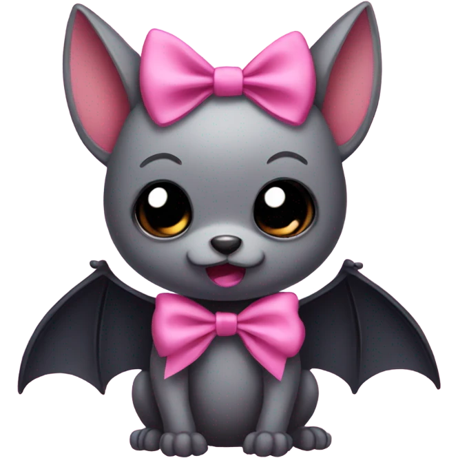 bat with a pink bow cute  emoji