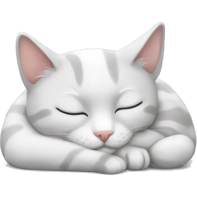 sleeping grey white cat emoji