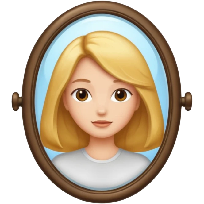 mirror with a reflection of perfect hair emoji