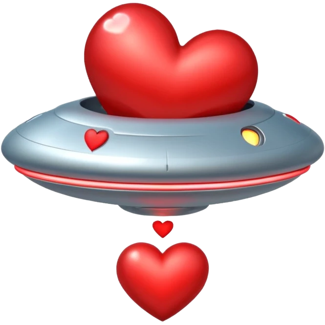 ufo stealing heart flying over heart emoji