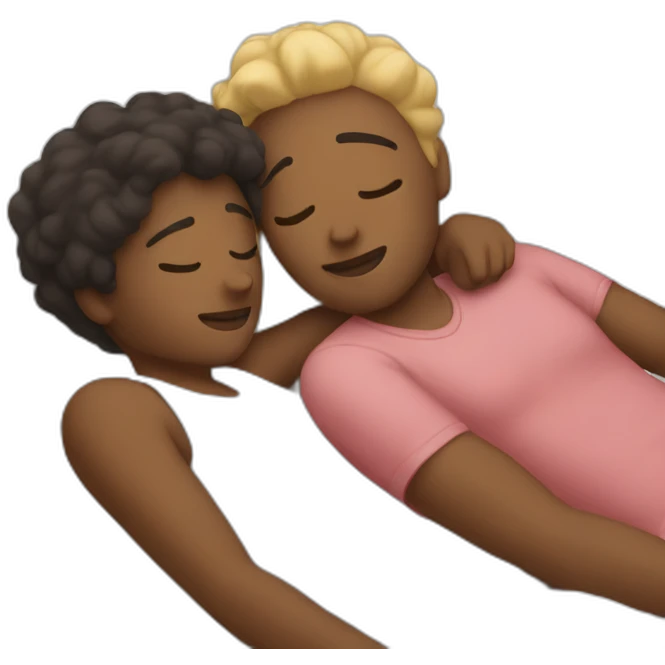 two people cuddling while lying down emoji