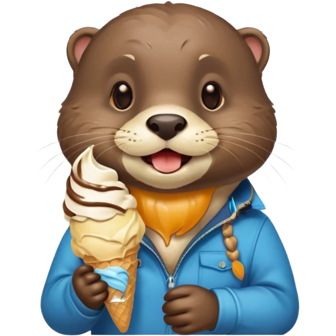 otter eating icecream emoji