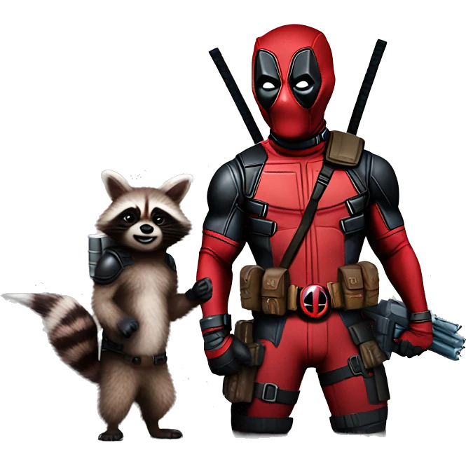 Deadpool with a rocket racoon emoji