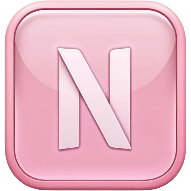 Netflix aesthetic "N" logo in pastel pink with white glowing outline emoji