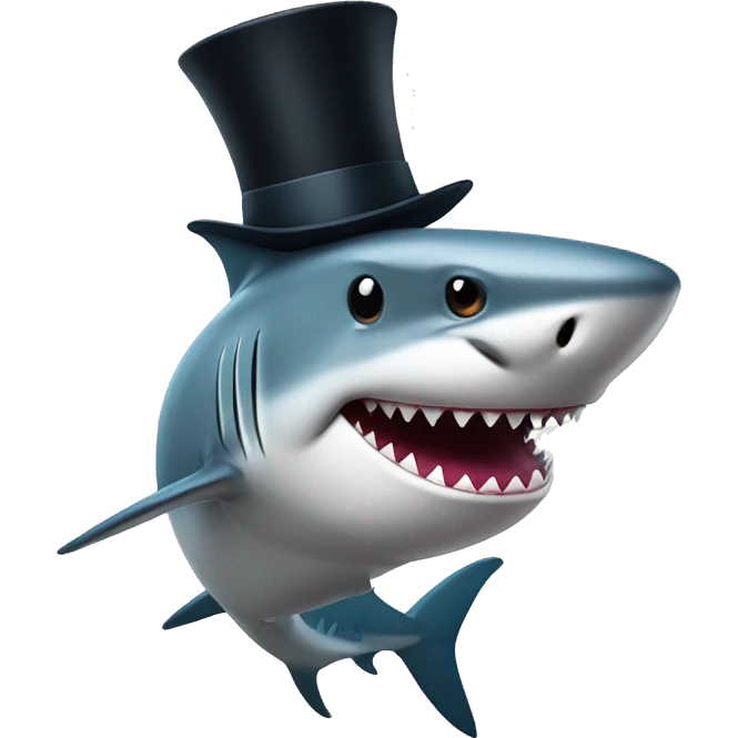 Shark with a top hat emoji