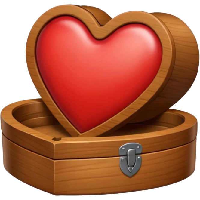 Heart shaped Wooden box emoji