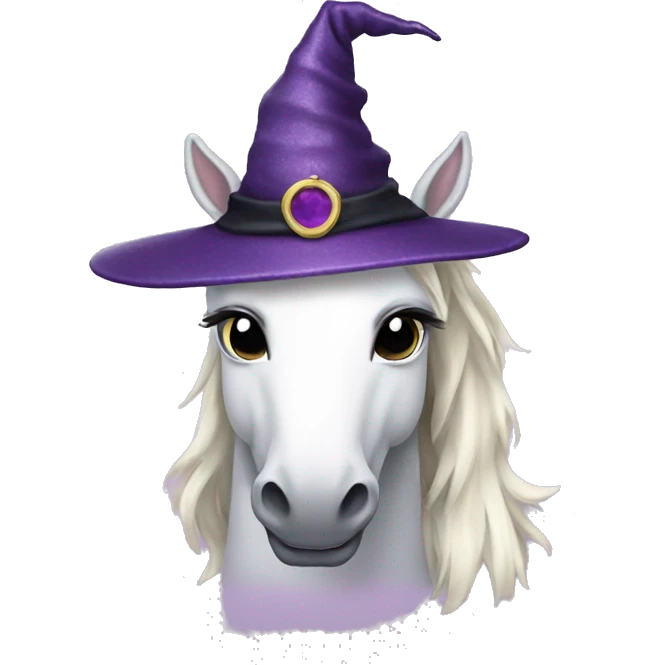 unicorn with a witch hat emoji