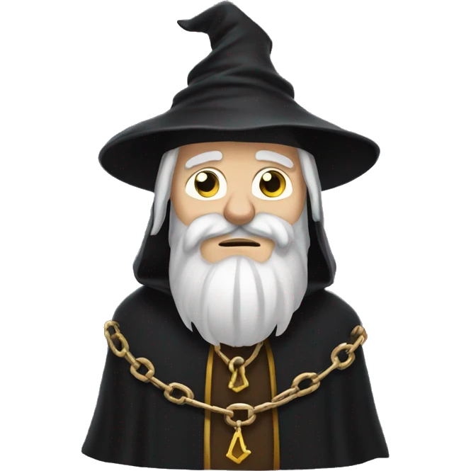 wizard in dark robe with chains emoji