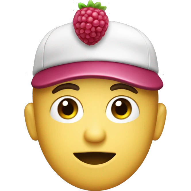 raspberry with a cap emoji