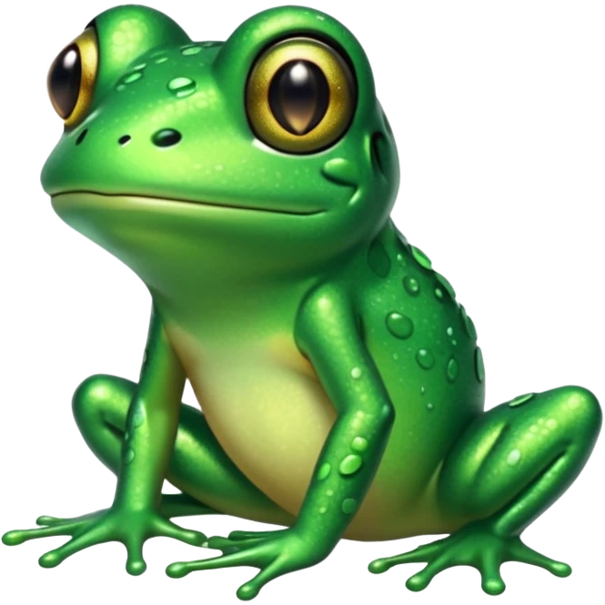 Glitter Green Frog chibi emoji