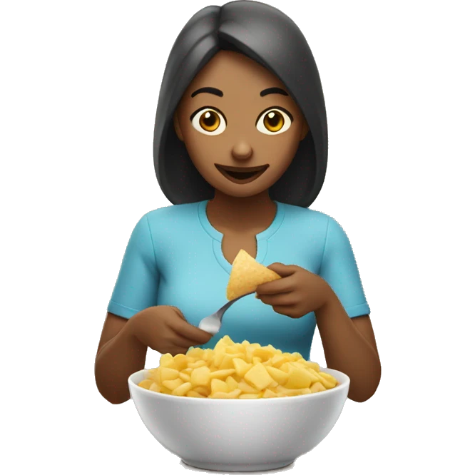 Mujer comiendo emoji