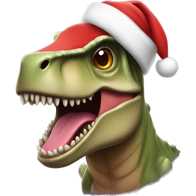 trex with santa hat emoji