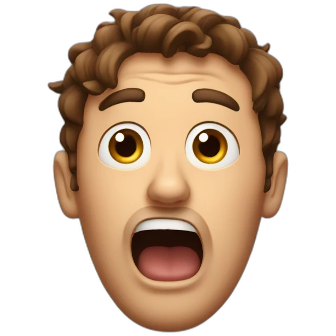 shocked man whith brown hair falling off his bike emoji