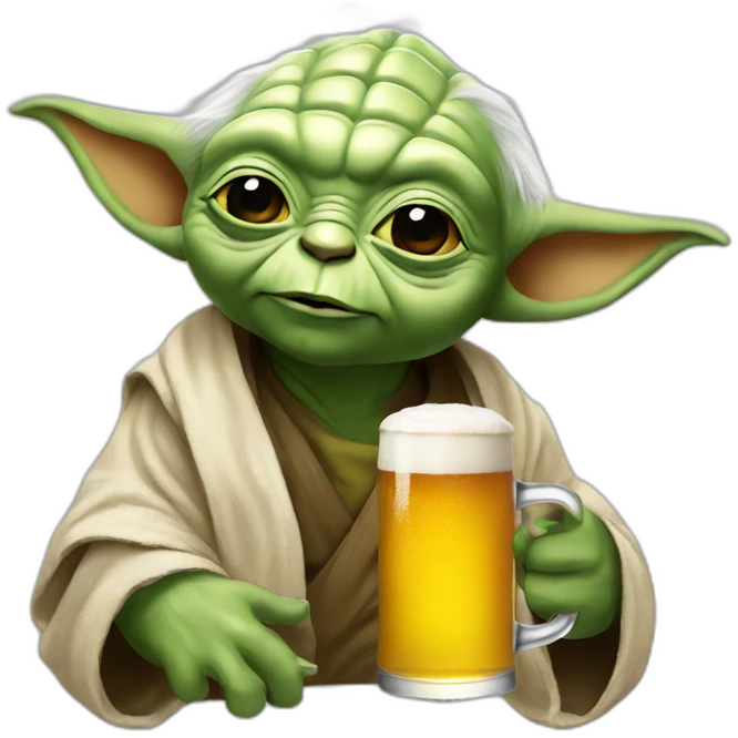 Yoda with a beer emoji