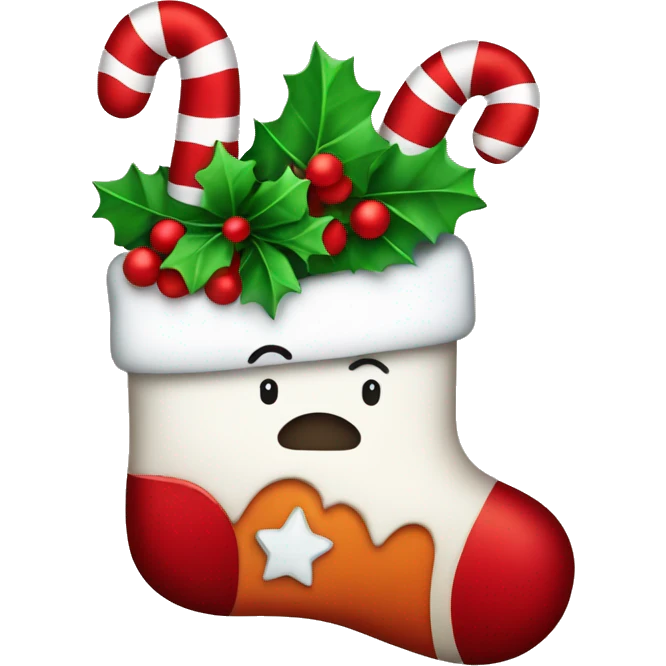 Christmas stocking with candy canes emoji