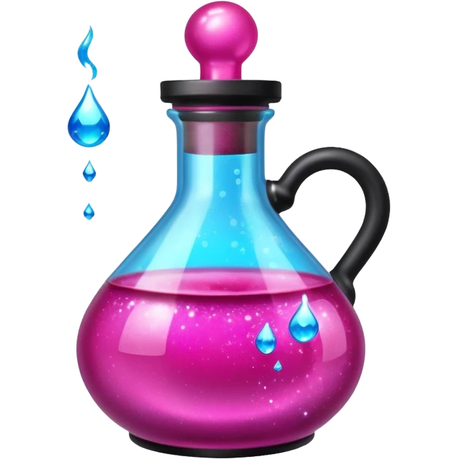 Magic potion black and hot pink bottle. Sparkly emoji