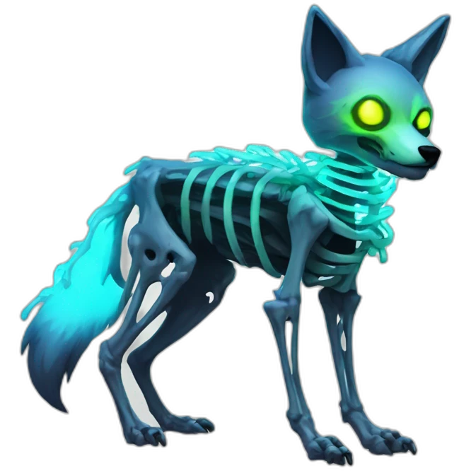 Neon Zombie skeleton fox emoji
