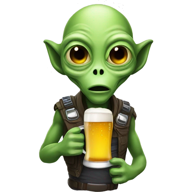 Alien drinking beer emoji