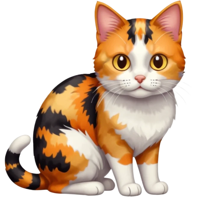 full body anxious looking colourful patchy calico tabby cat emoji