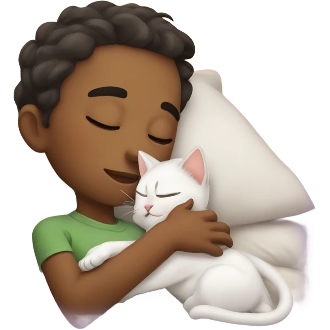 Boy napping with kitten emoji