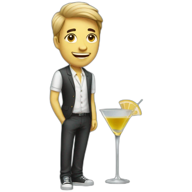 Drunk young guy with martini emoji