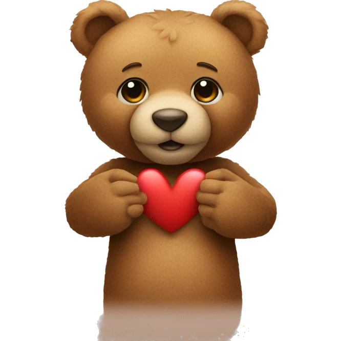 teddy bear making a heart with hands emoji