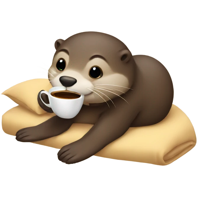 Otter with coffee in bed emoji