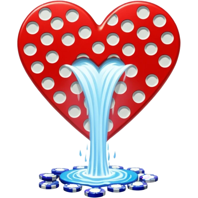 heart shaped watterfall with casino chips emoji