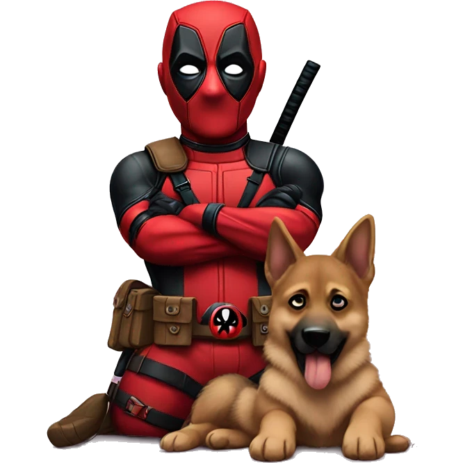 Deadpool holding German shepherd puppy emoji