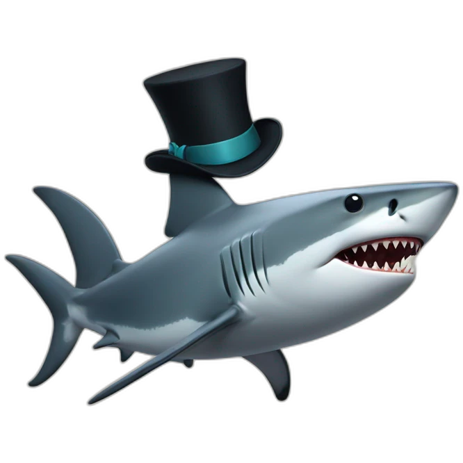 Shark with a top hat emoji