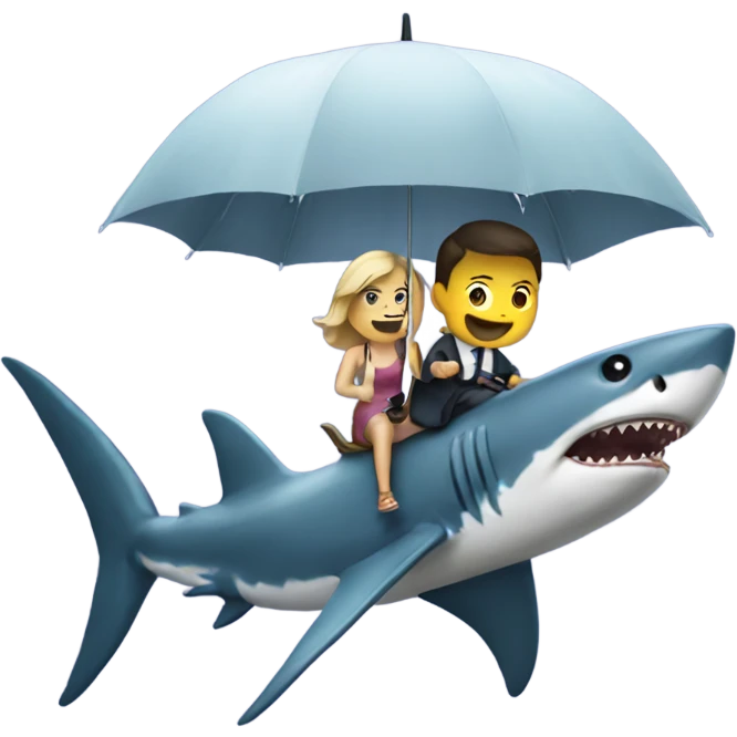 a person riding a shark with an umbrella  emoji