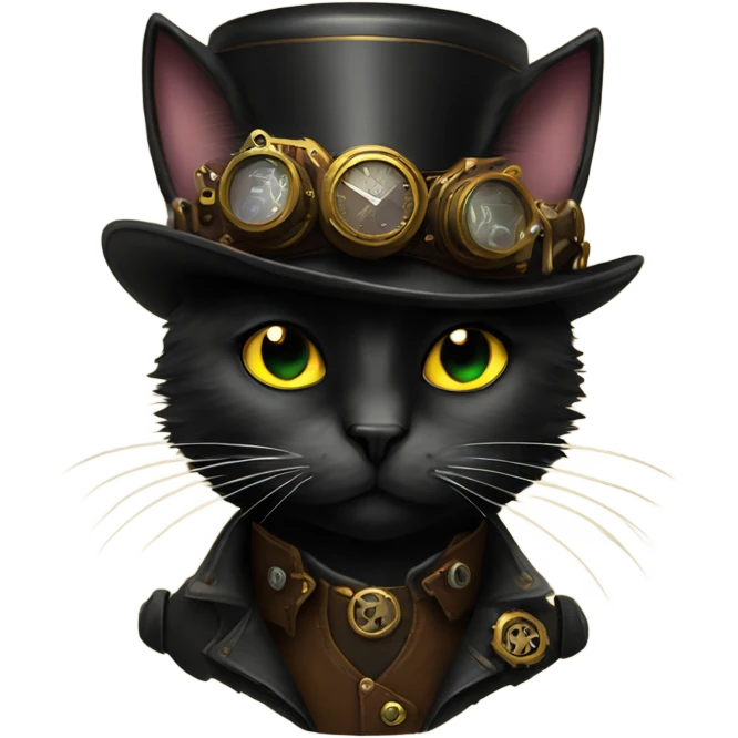 Steampunk black cat emoji