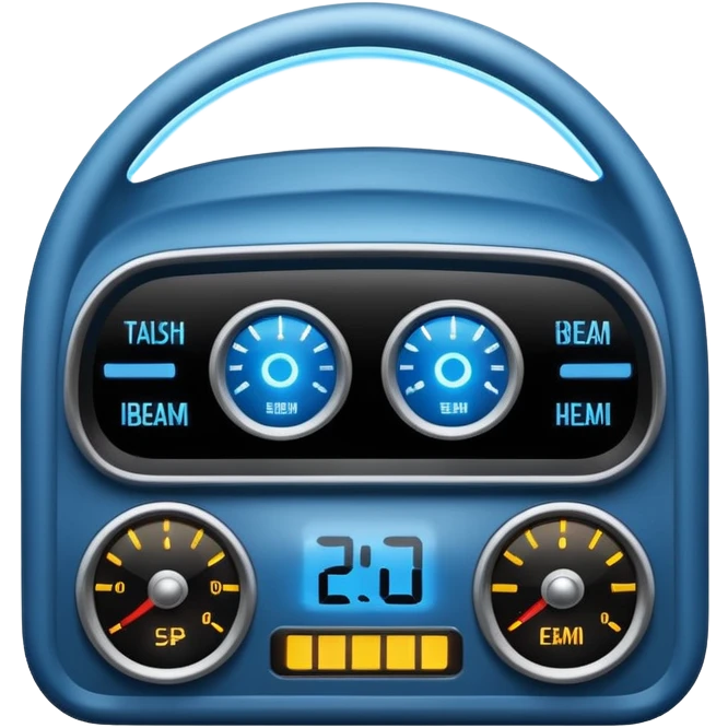 car dashboard high beam indicator, glowing effect emoji