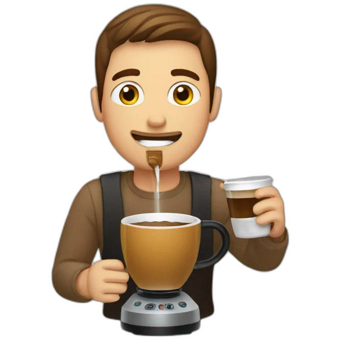 Man drinking directory in the coffee maker emoji