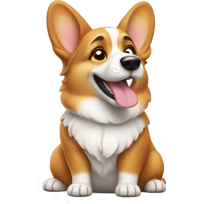 thinking corgi with a thinking gesture  emoji