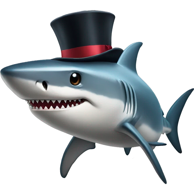 Shark with a top hat emoji