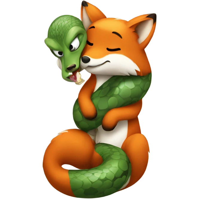 fox hugs snake emoji
