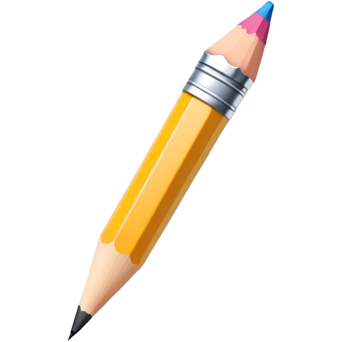 Illustration icon, pencil and paintbrush on paper, colorful sketch, simple lines, minimalistic style, transparent background. emoji