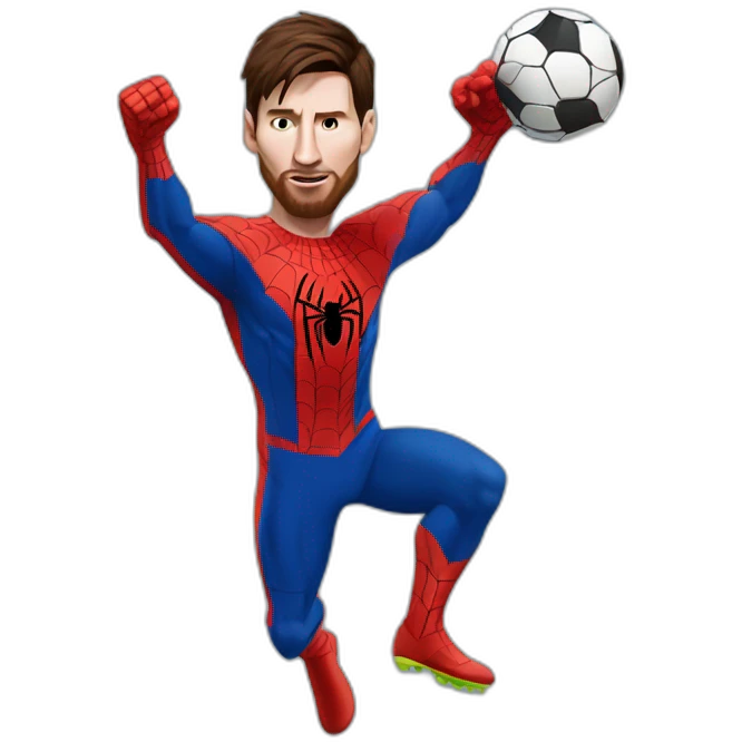 lionel messi as spider man kicking a ball emoji | AI Emoji Generator