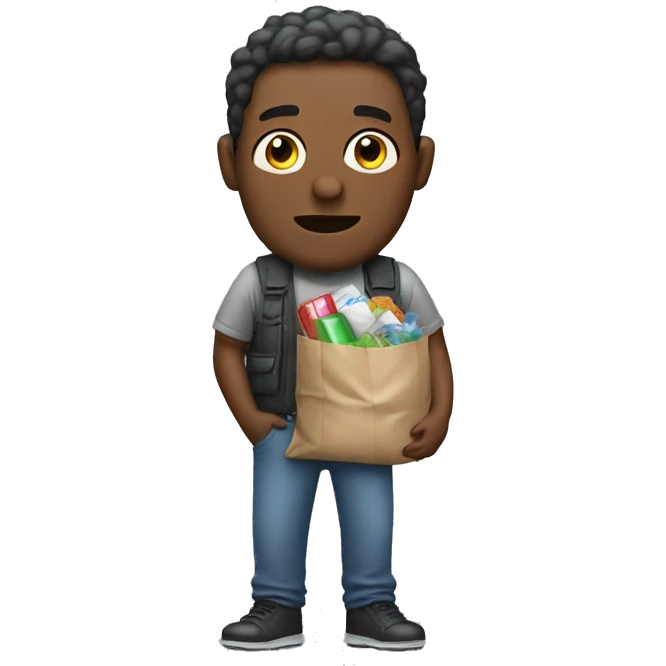 Man with baggie full of stuff emoji