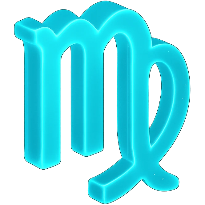 "A minimalistic glowing zodiac symbol ♍, centered on a dark cosmic background, symbol color #00d9ff, clean design, modern and luminous" emoji