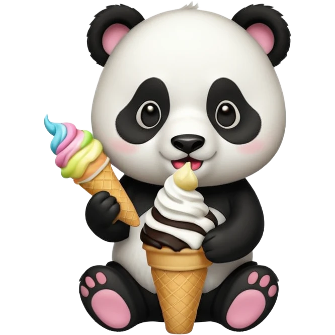 Panda eating ice cream emoji