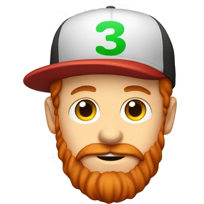 red headed guy with abeard and a cap with a number 3 on it emoji