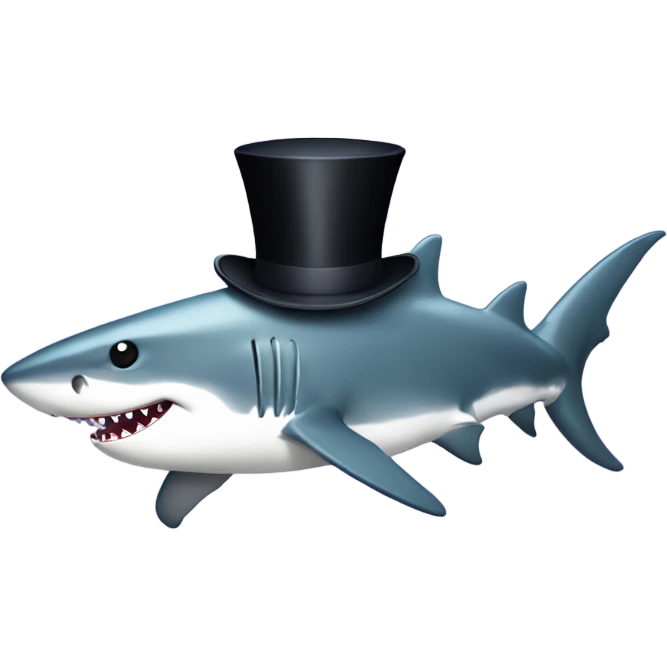 shark wit top hat emoji