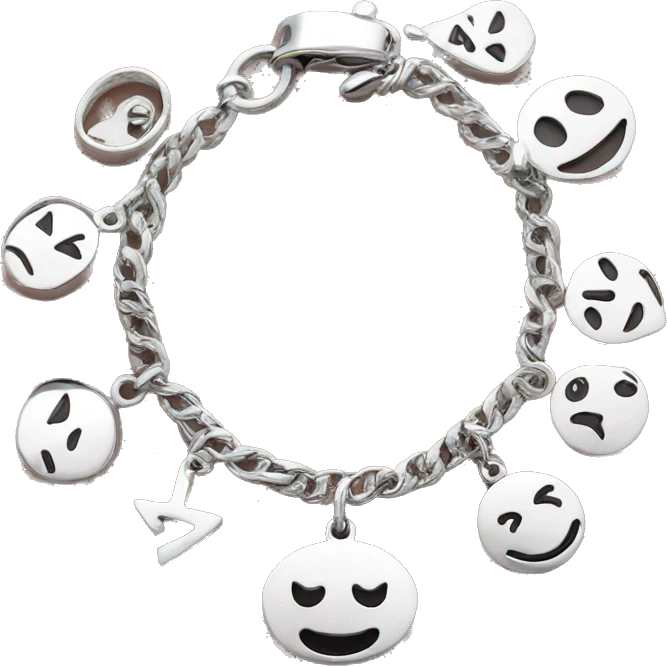 charm silver bracelet  emoji