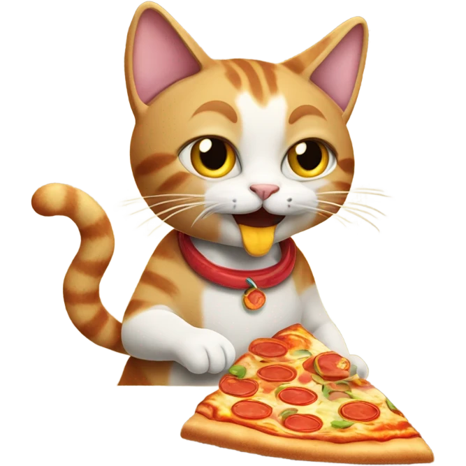 Cat eating pizza emoji